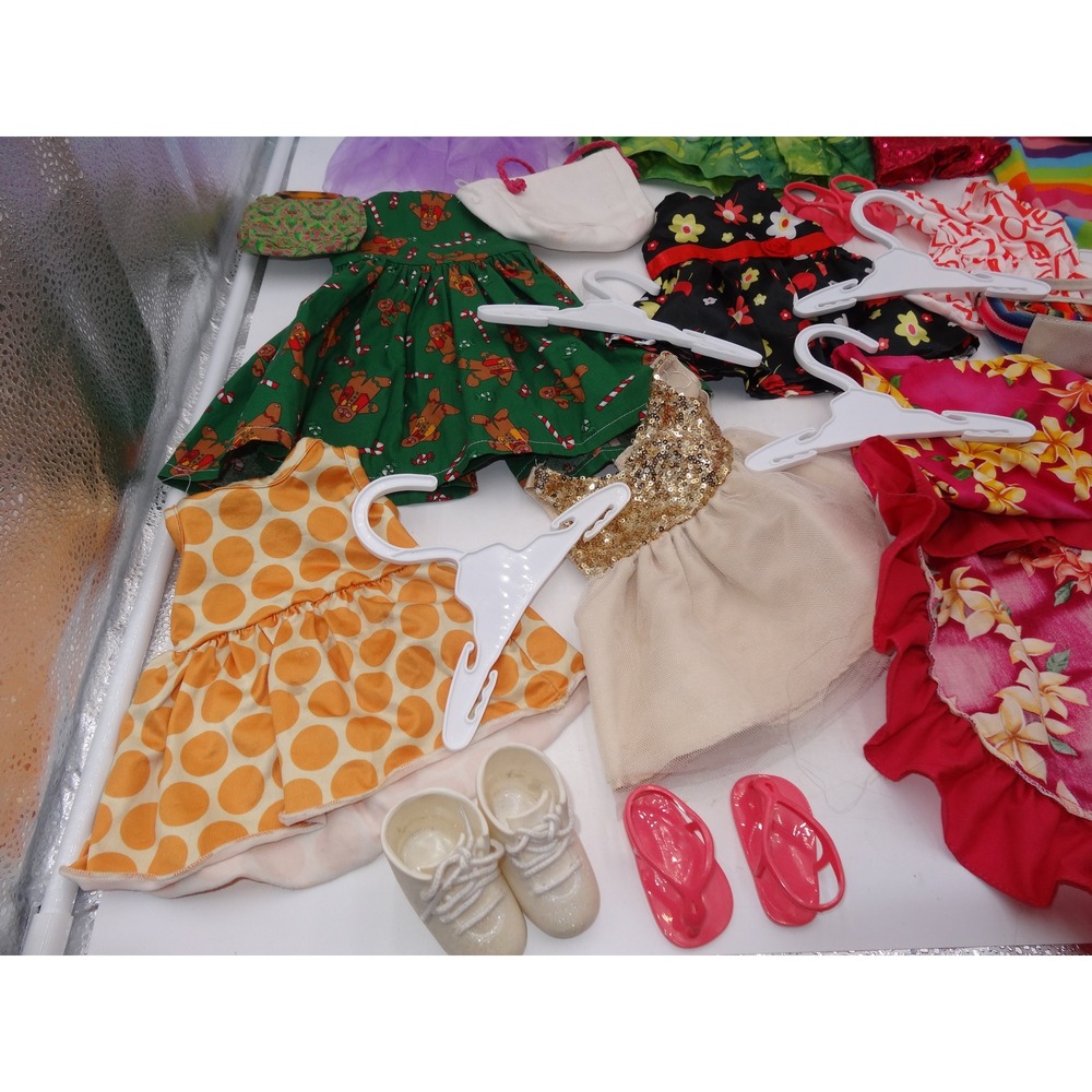 Our Generation Doll Clothes Lot Dresses Shoes Hangers Christmas Hawaii 16 pcs - Picture 6 of 11